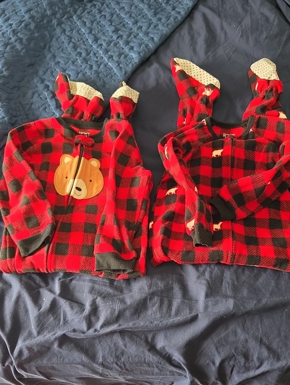 Red Black Buffalo Plaid Footie Pajamas, Size 4t, Carters & Children's Place, 4t